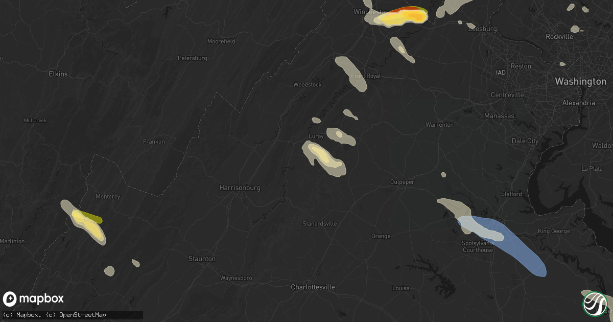 Hail map in Stanley, VA on July 28, 2026