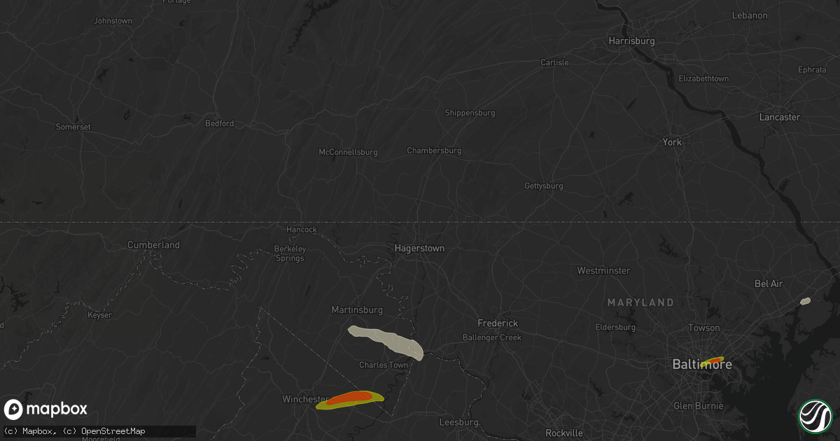 Hail map in State Line, PA on July 28, 2026