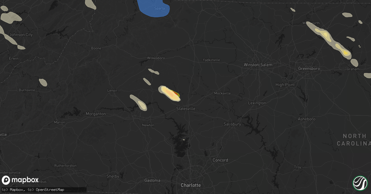 Hail map in Statesville, NC on July 28, 2026