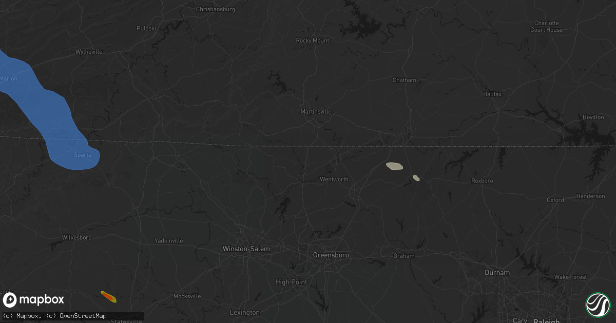 Hail map in Stoneville, NC on July 28, 2026
