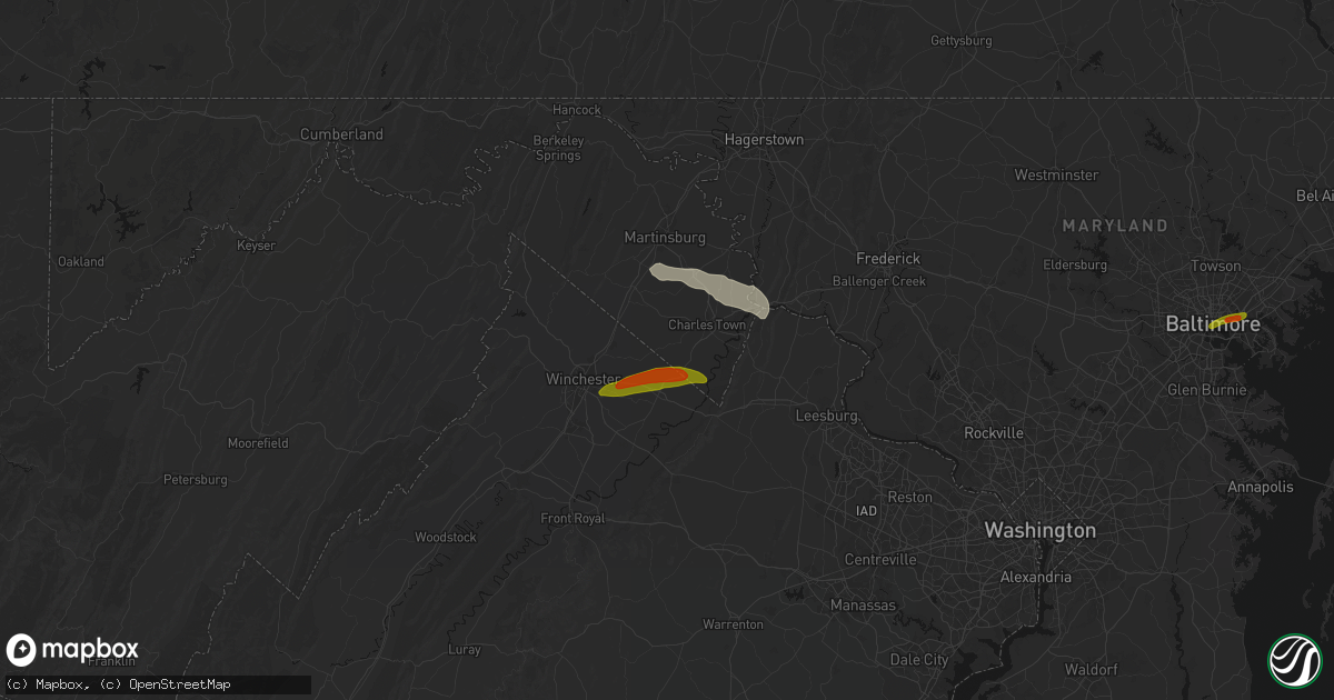 Hail map in Summit Point, WV on July 28, 2026
