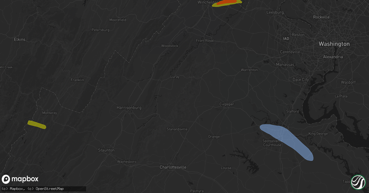 Hail map in Syria, VA on July 28, 2026