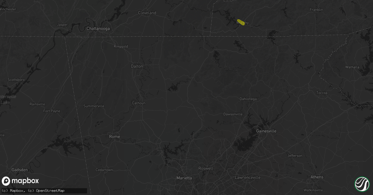 Hail map in Talking Rock, GA on July 28, 2026
