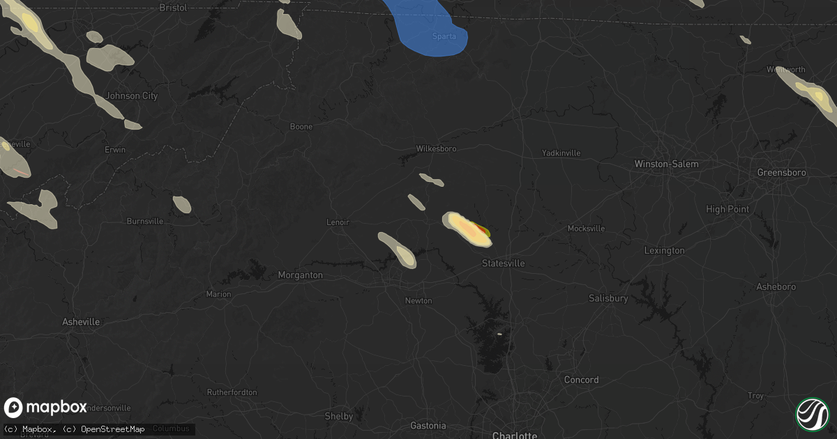 Hail map in Taylorsville, NC on July 28, 2026