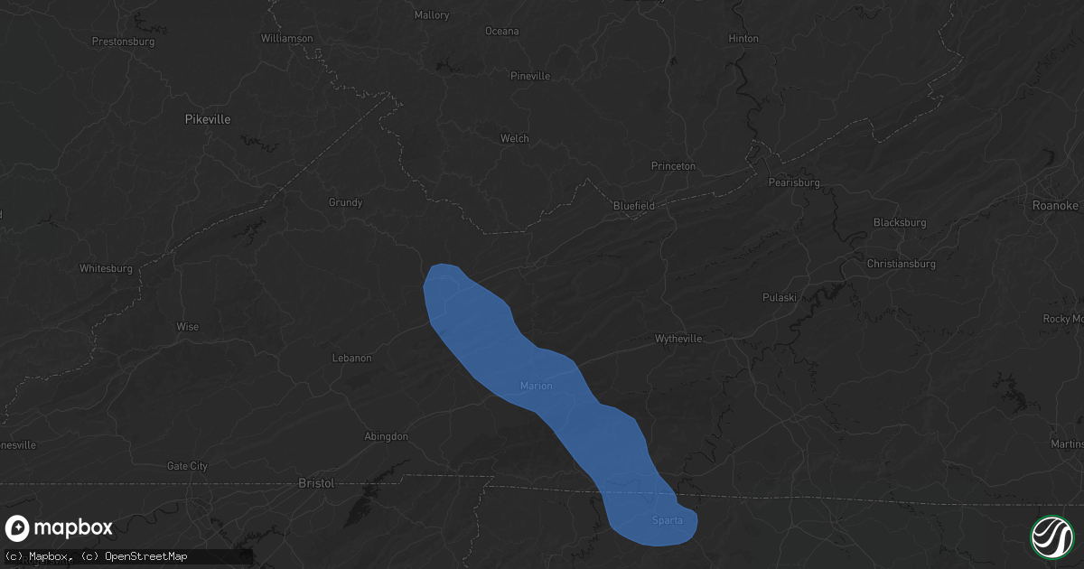 Hail map in Tazewell, VA on July 28, 2026