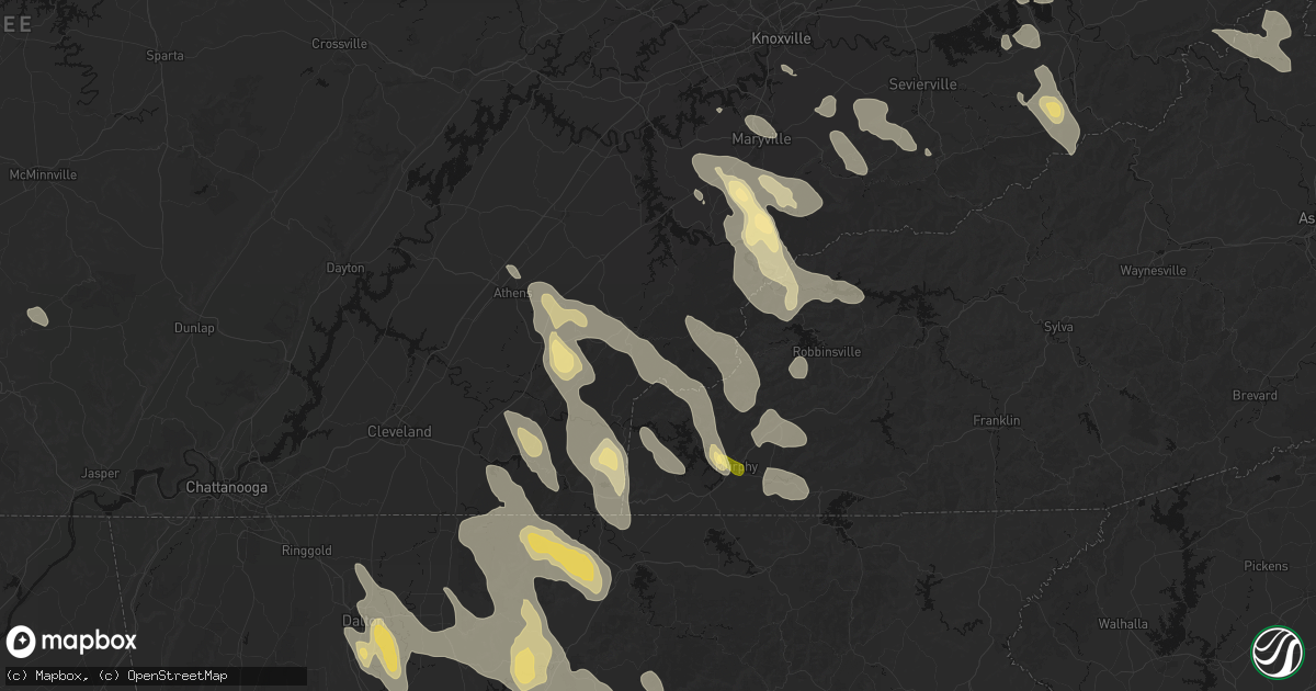 Hail map in Tellico Plains, TN on July 28, 2026