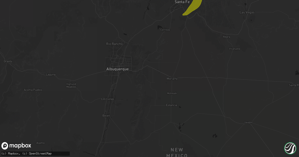Hail map in Tijeras, NM on July 28, 2026