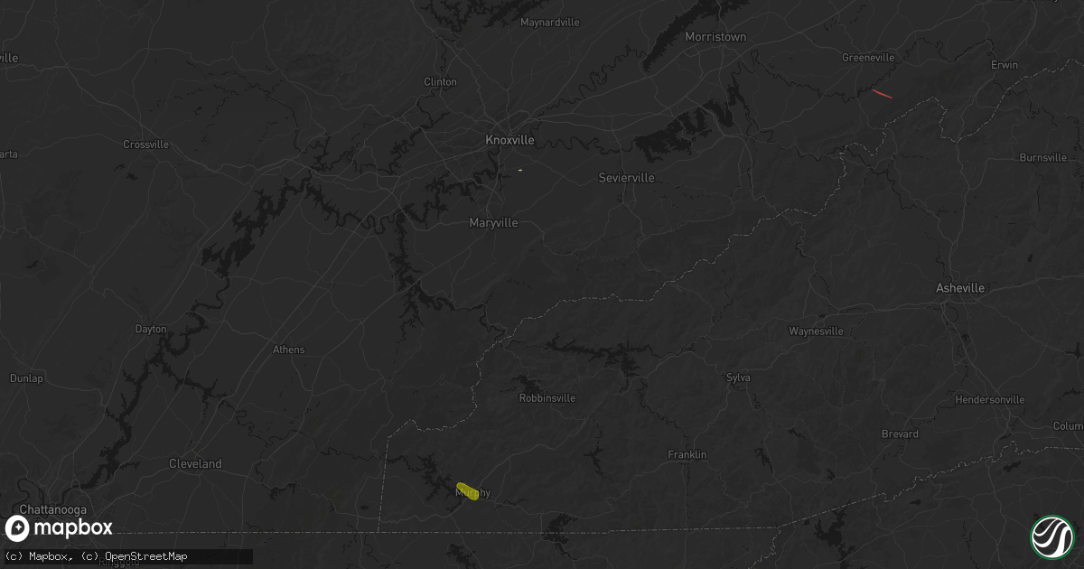 Hail map in Townsend, TN on July 28, 2026