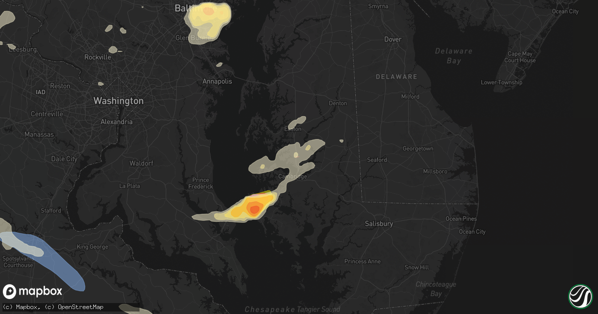 Hail map in Trappe, MD on July 28, 2026