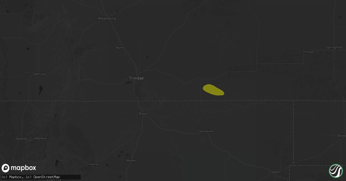 Hail map in Trinchera, CO on July 28, 2026
