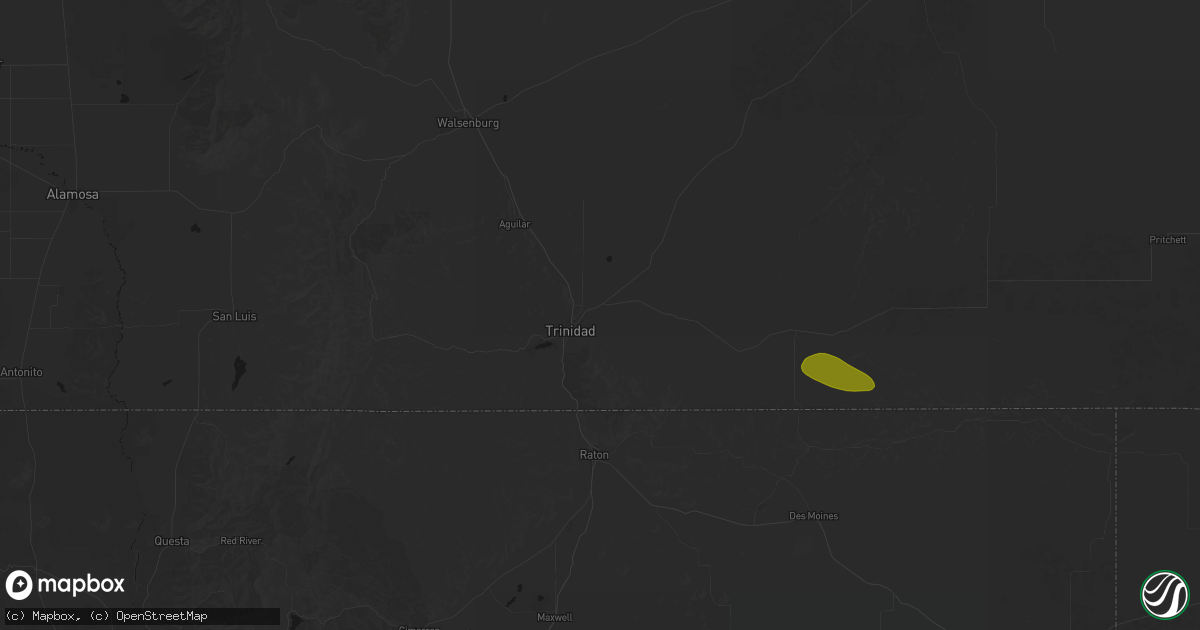 Hail map in Trinidad, CO on July 28, 2026