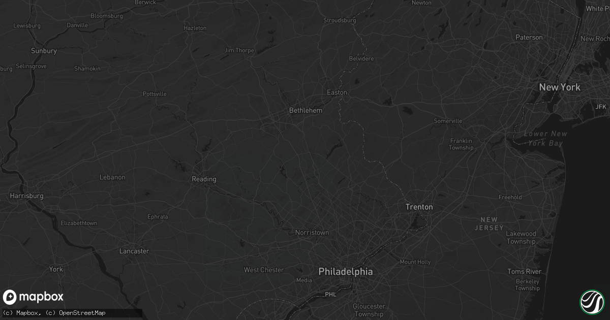 Hail map in Trumbauersville, PA on July 28, 2026