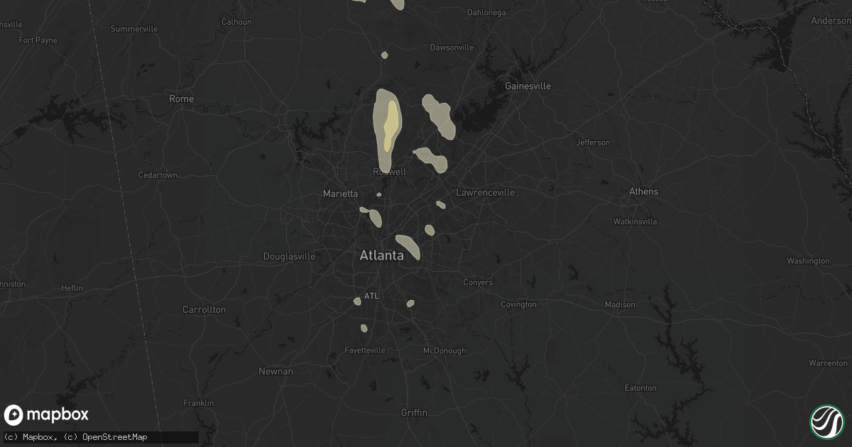 Hail map in Tucker, GA on July 28, 2026