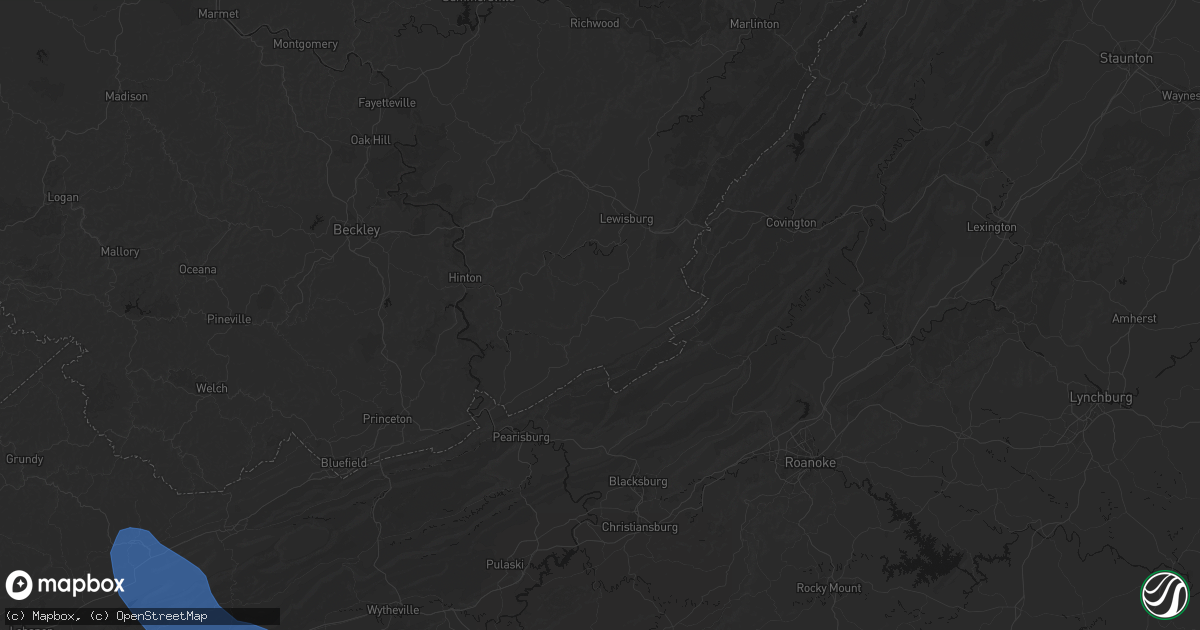 Hail map in Union, WV on July 28, 2026