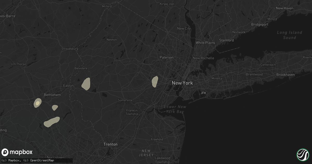 Hail map in Vauxhall, NJ on July 28, 2026