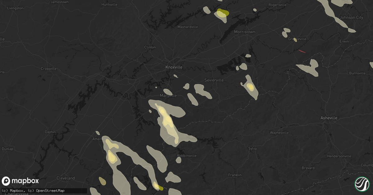 Hail map in Walland, TN on July 28, 2026