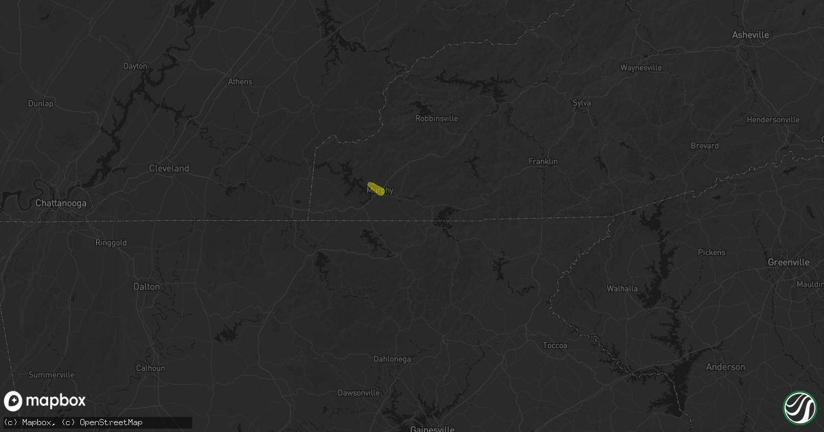 Hail map in Warne, NC on July 28, 2026