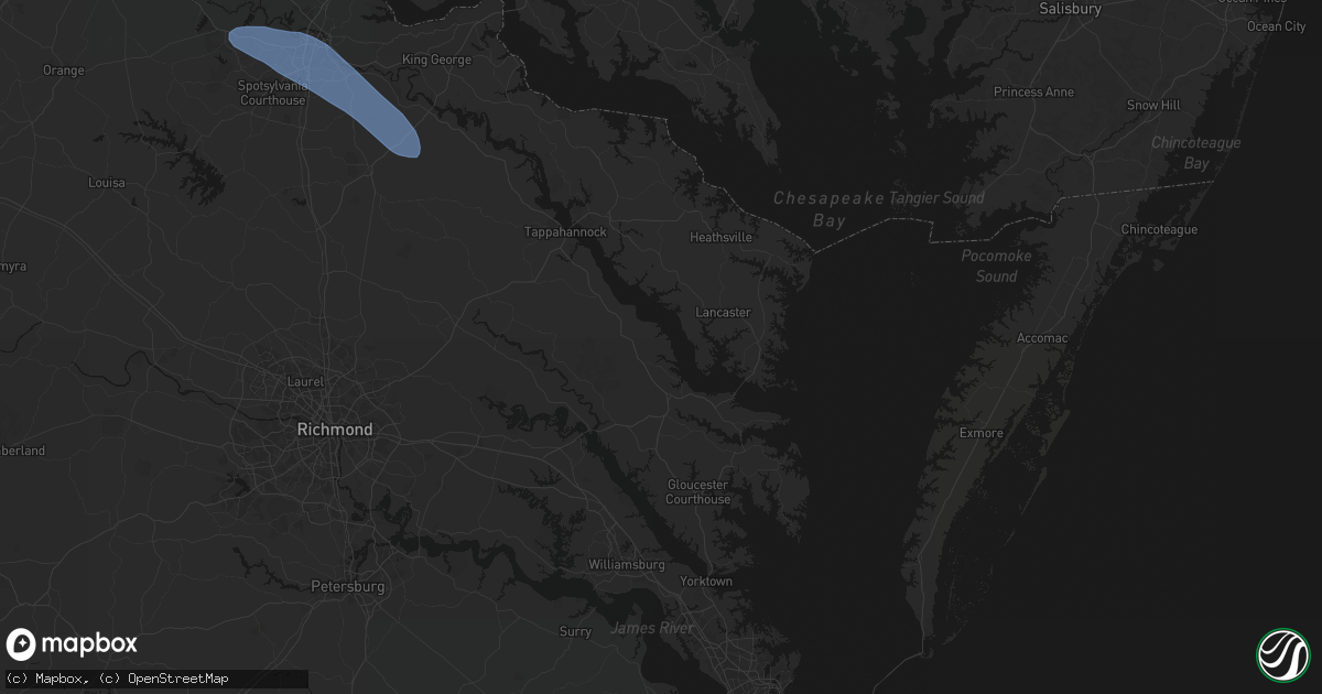 Hail map in Water View, VA on July 28, 2026