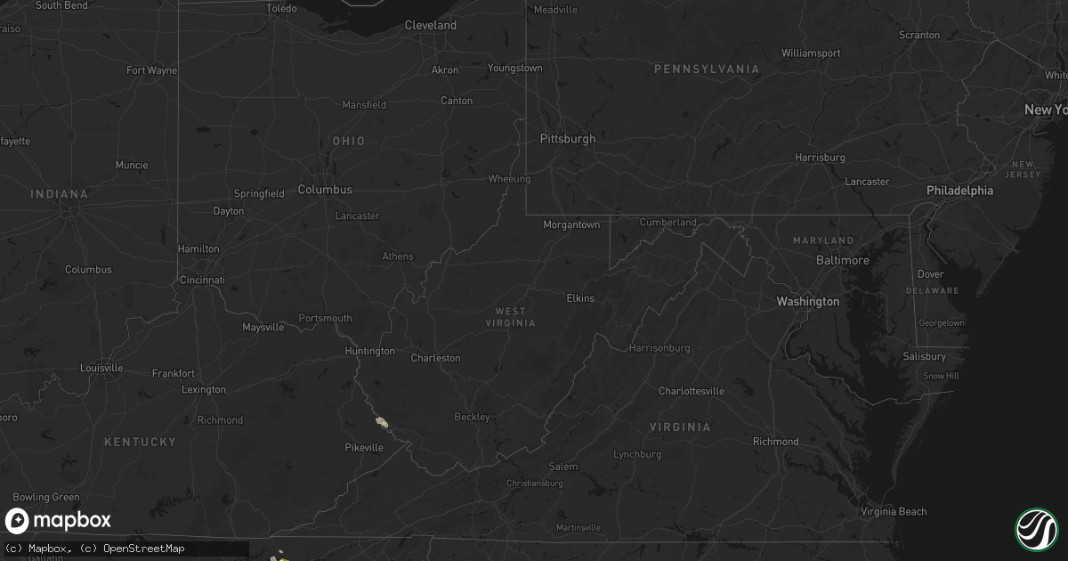 Hail map in West Virginia on July 28, 2026