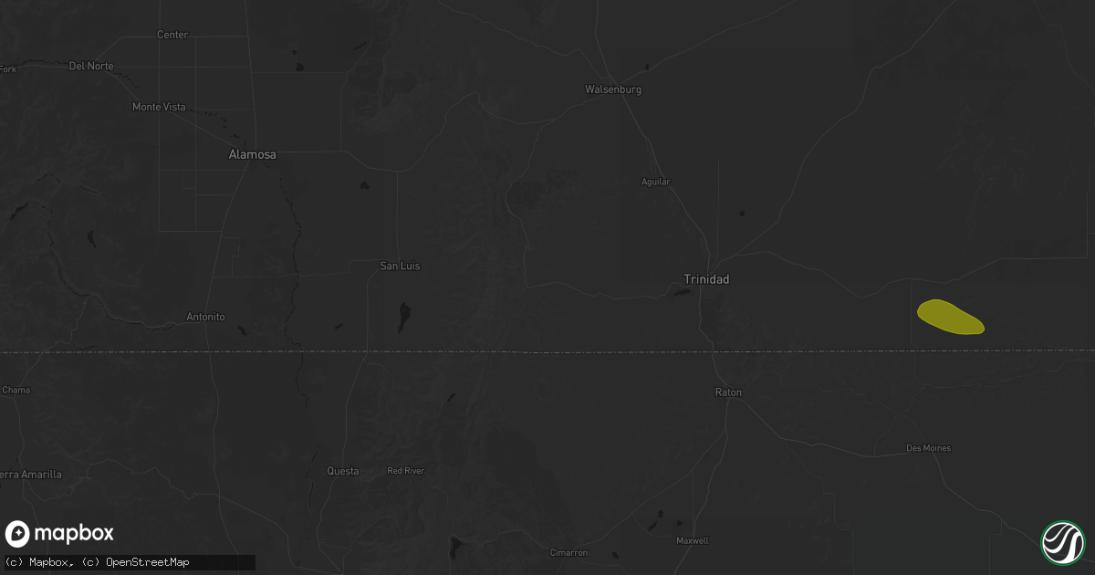 Hail map in Weston, CO on July 28, 2026