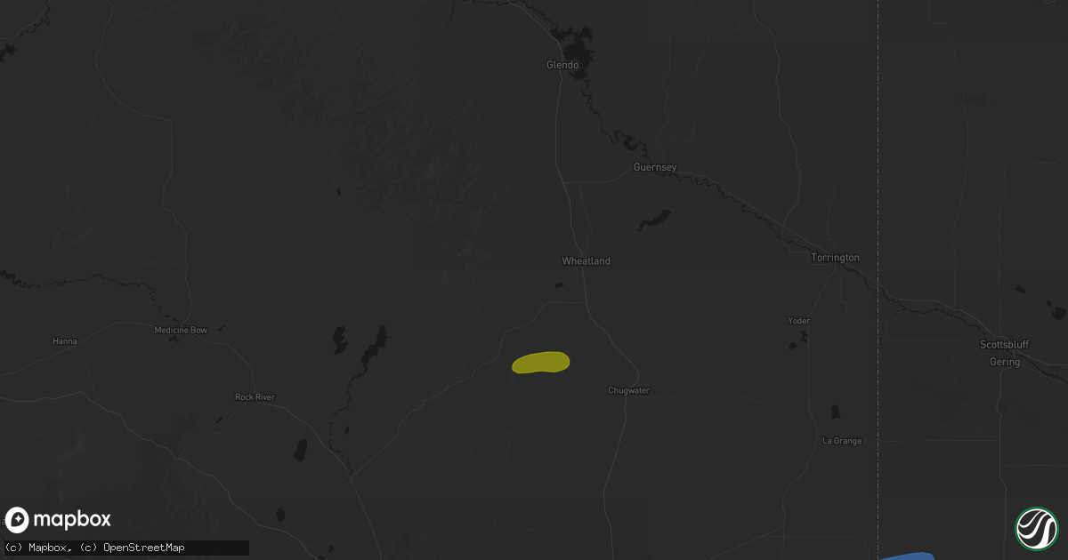 Hail map in Wheatland, WY on July 28, 2026