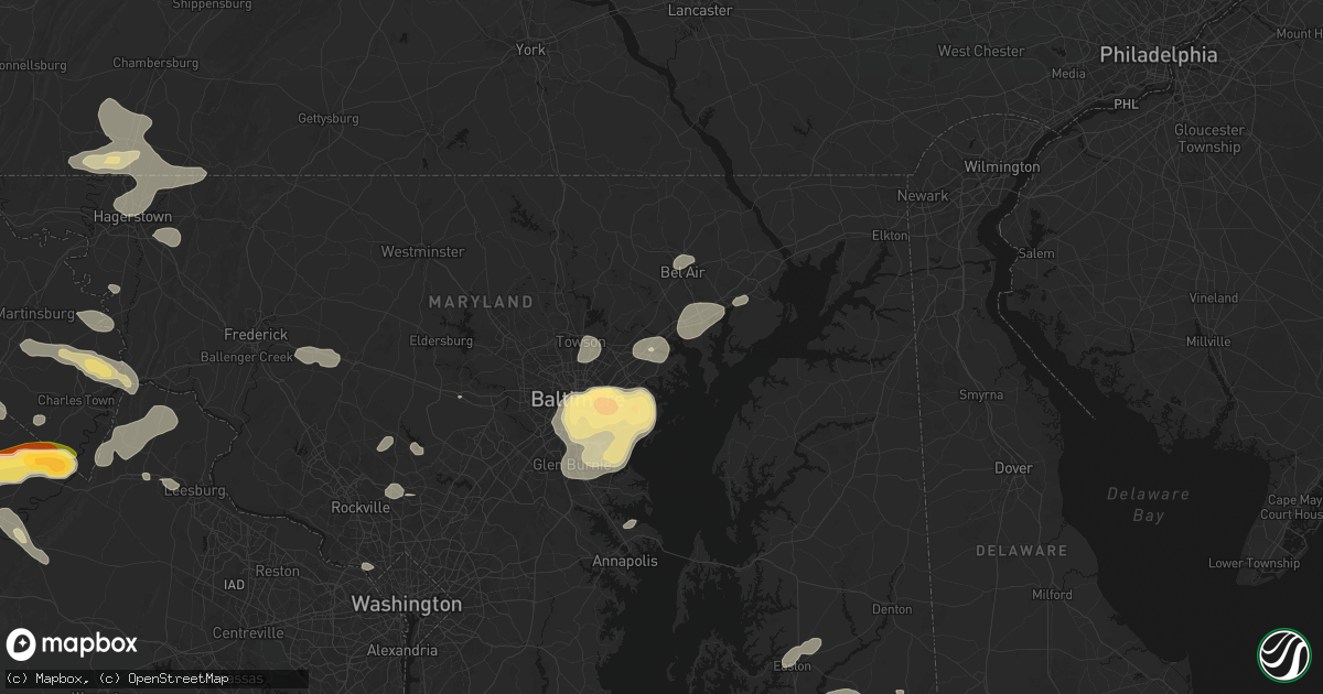Hail map in White Marsh, MD on July 28, 2026