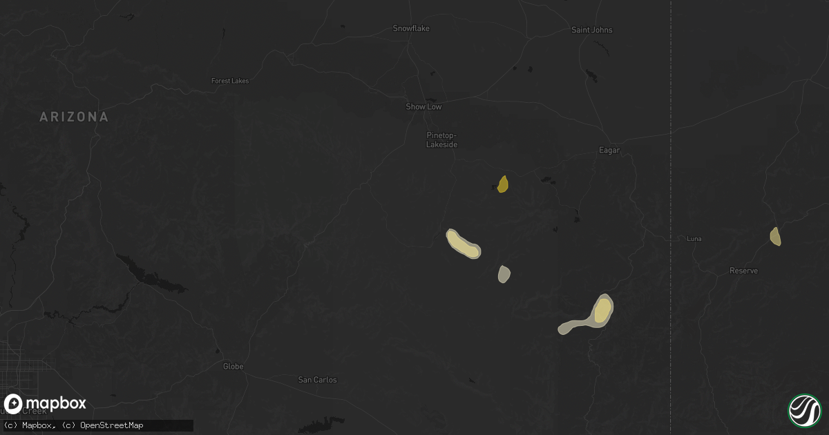 Hail map in Whiteriver, AZ on July 28, 2026