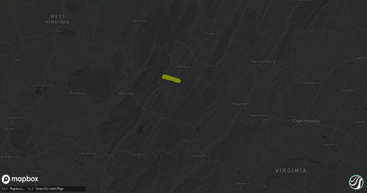 Hail map in Williamsville, VA on July 28, 2026