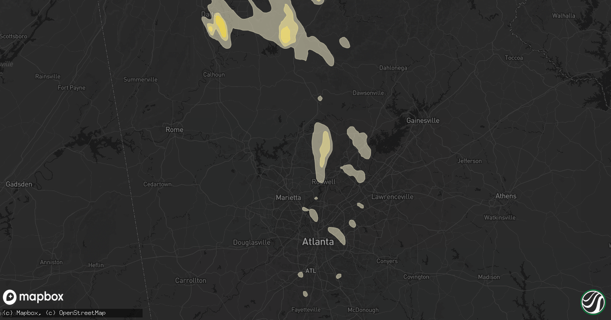 Hail map in Woodstock, GA on July 28, 2026