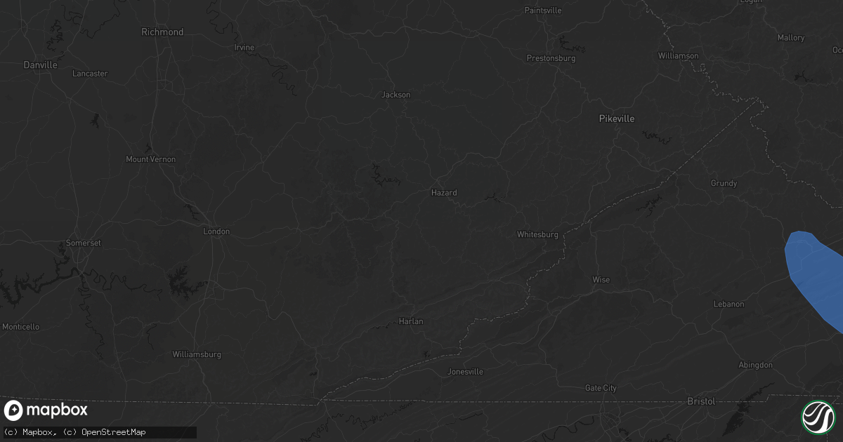 Hail map in Wooton, KY on July 28, 2026