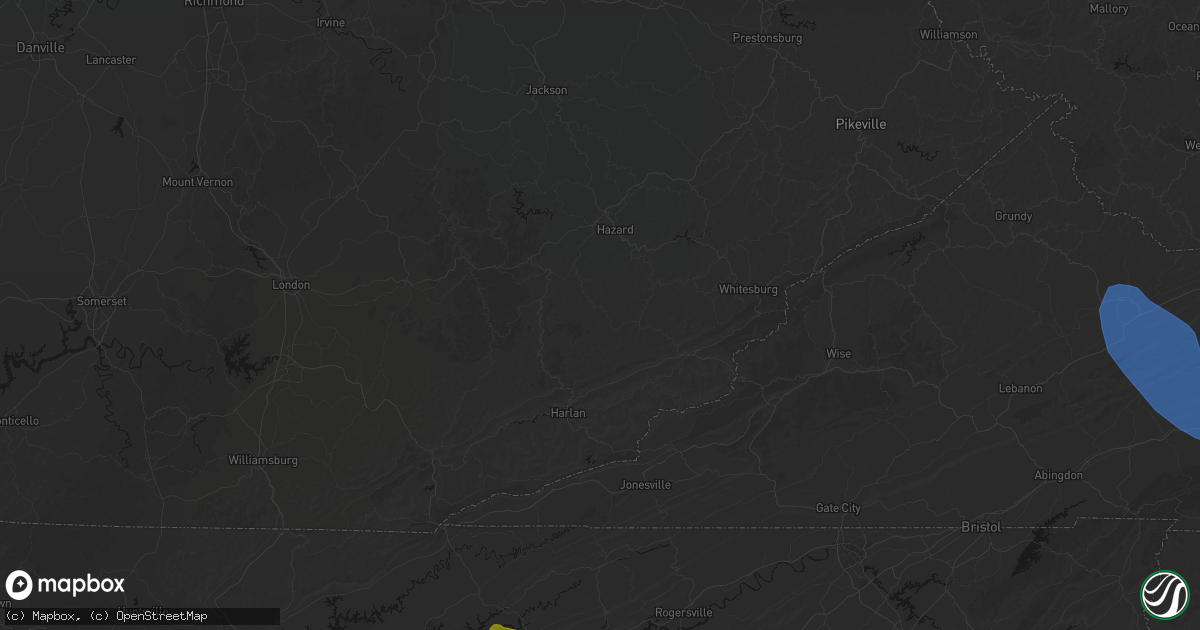 Hail map in Yeaddiss, KY on July 28, 2026