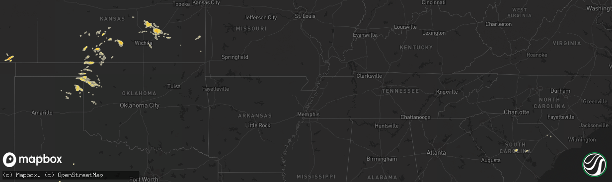 Hail map in Oklahoma on July 29, 2013