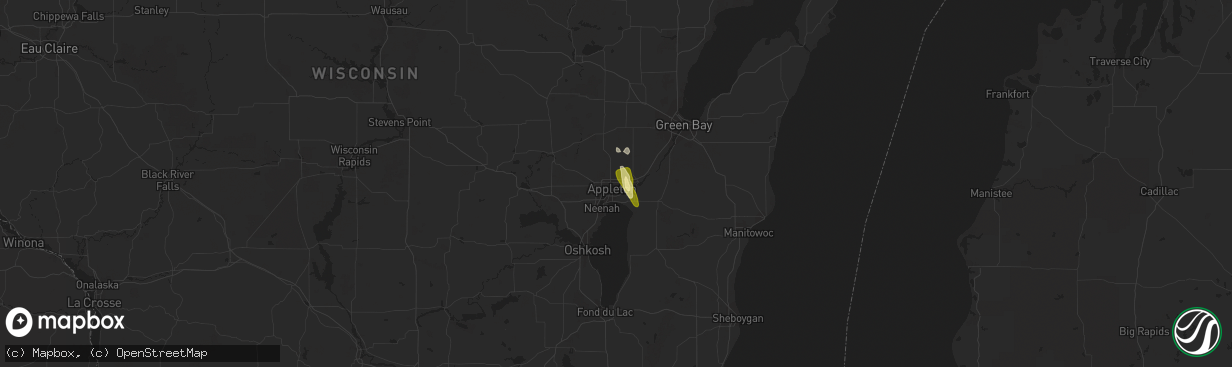 Hail map in Appleton, WI on July 29, 2014