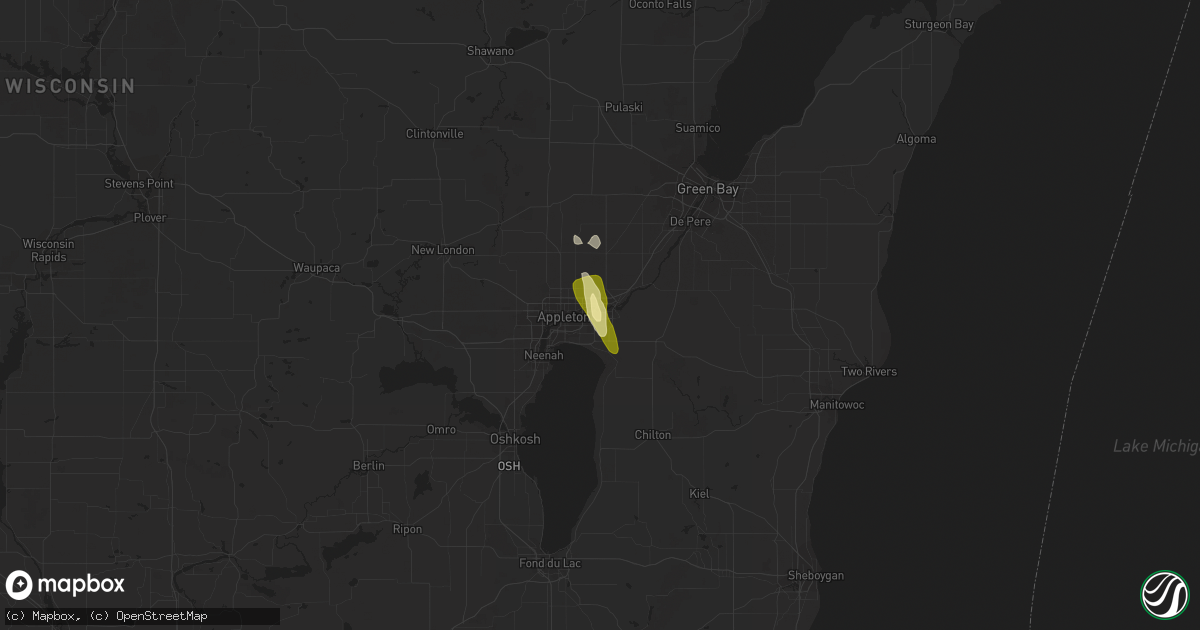 Hail map in Combined Locks, WI on July 29, 2014