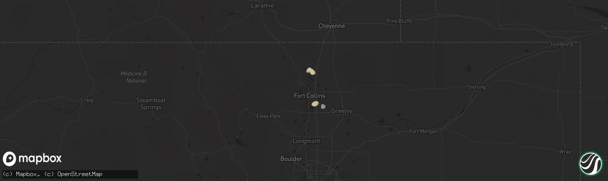 Hail map in Fort Collins, CO on July 29, 2014