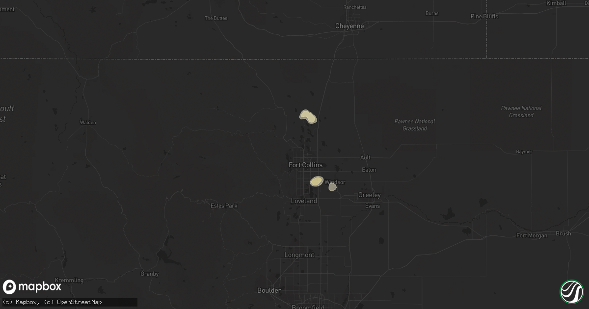Hail map in Fort Collins, CO on July 29, 2014