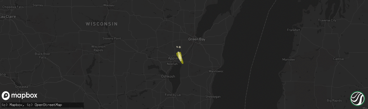 Hail map in Kaukauna, WI on July 29, 2014