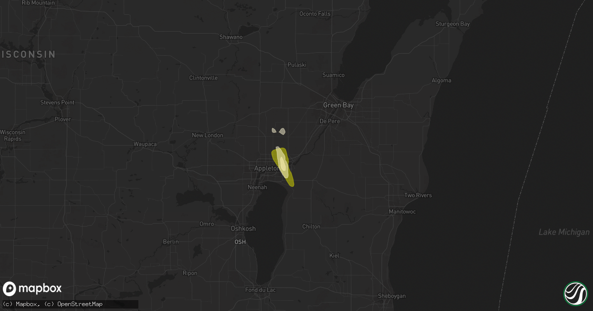 Hail map in Kaukauna, WI on July 29, 2014