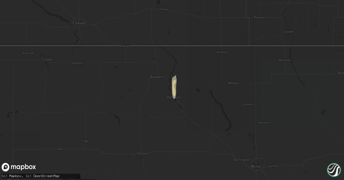 Hail map in Kenmare, ND on July 29, 2014