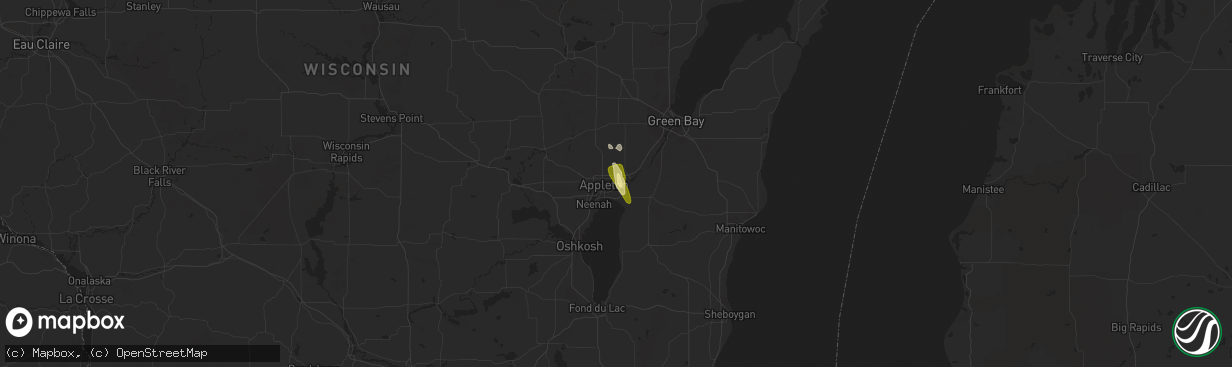 Hail map in Kimberly, WI on July 29, 2014