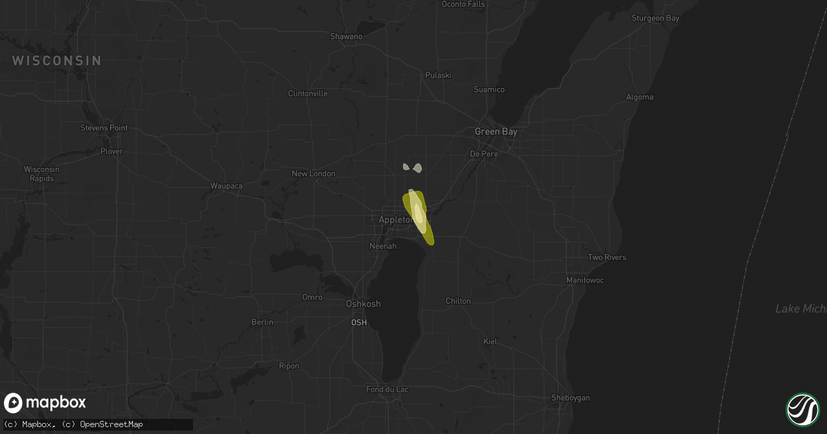 Hail map in Kimberly, WI on July 29, 2014