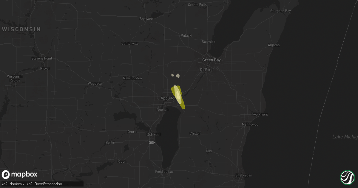 Hail map in Little Chute, WI on July 29, 2014