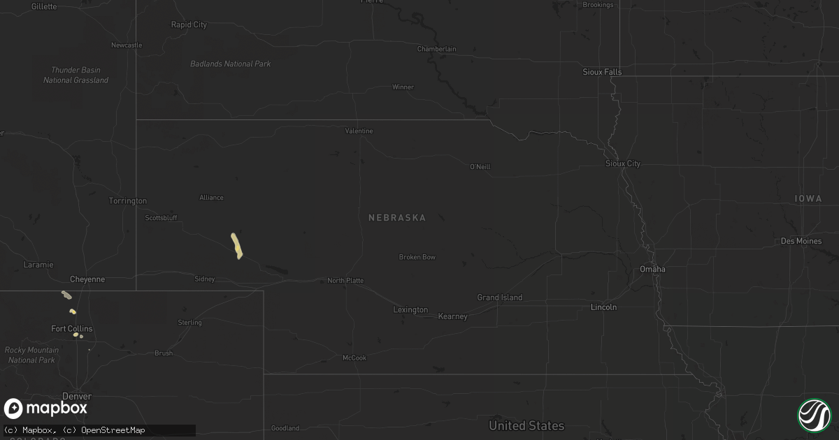 Hail map in Nebraska on July 29, 2014