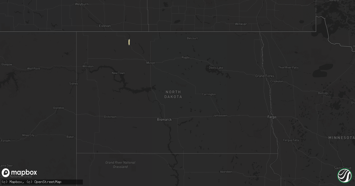 Hail map in North Dakota on July 29, 2014