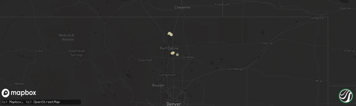 Hail map in Windsor, CO on July 29, 2014