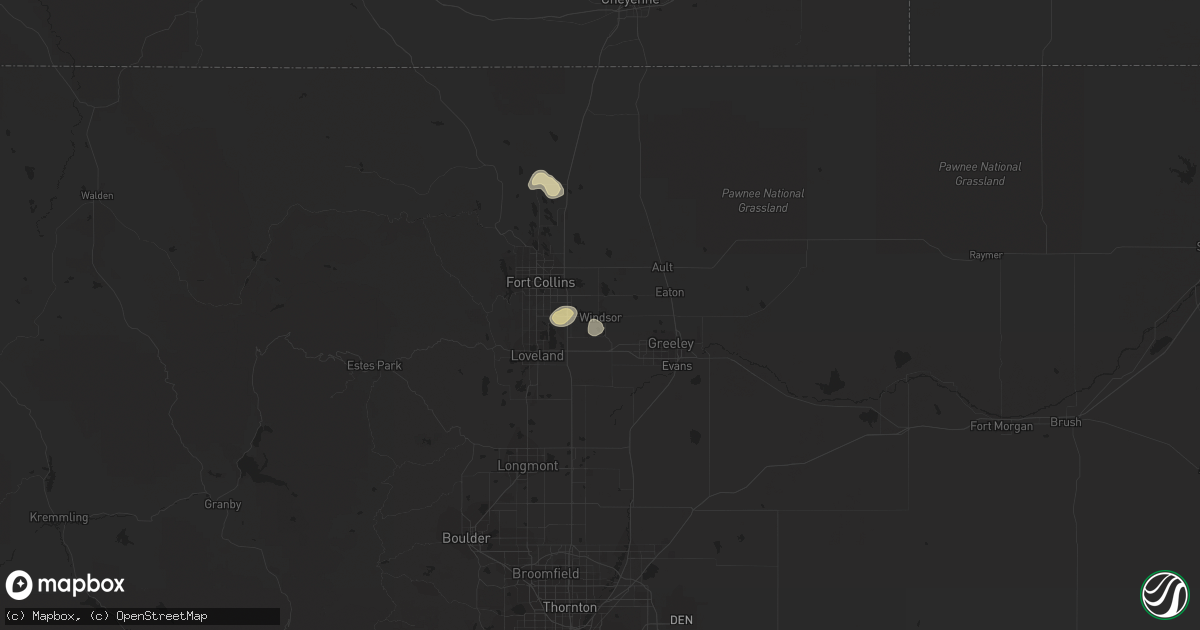 Hail map in Windsor, CO on July 29, 2014