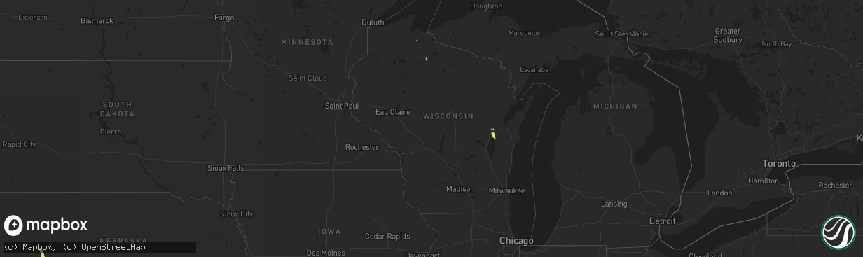 Hail map in Wisconsin on July 29, 2014