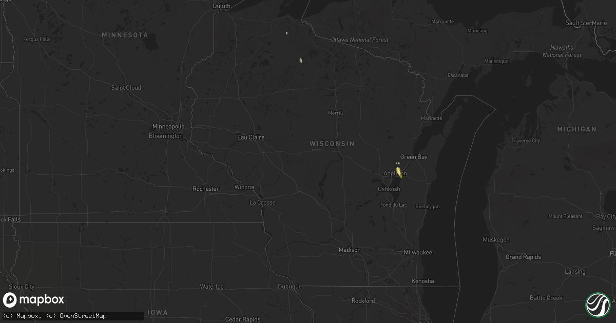 Hail map in Wisconsin on July 29, 2014