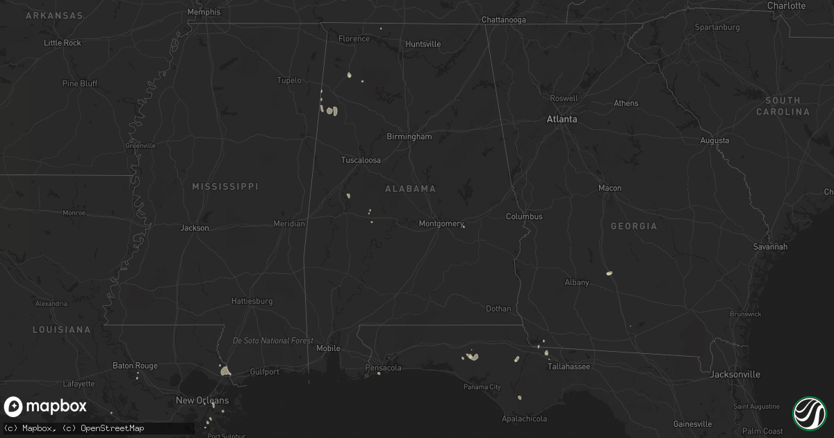 Hail map in Alabama on July 29, 2015