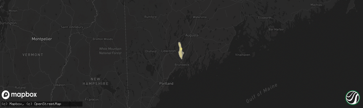 Hail map in Bowdoin, ME on July 29, 2015